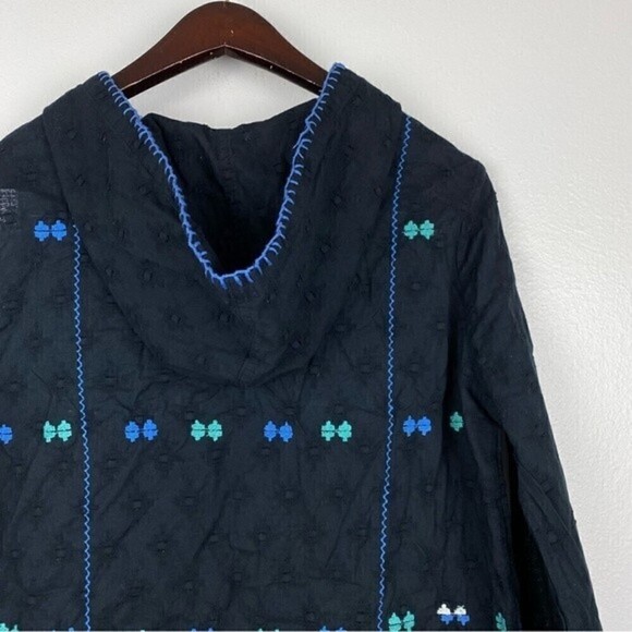 Free People Playa Del Rey Embroidered Crop Bell Sleeves Hoodie Black Size S - Picture 6 of 9